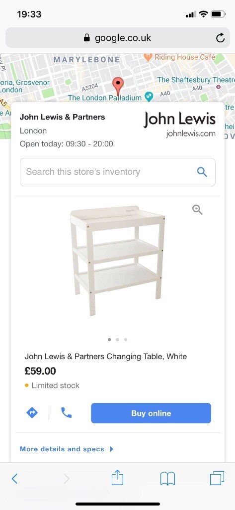 john lewis baby changing table
